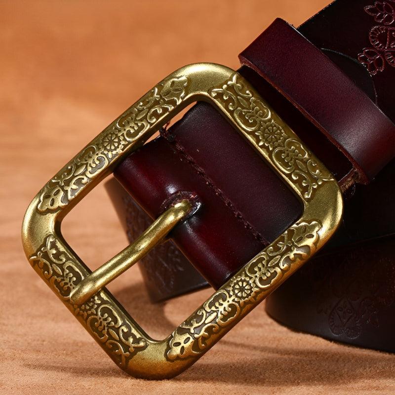 Belt Leather Style Ethnique For Women Buckle Golden Model Kaceee by Zictor