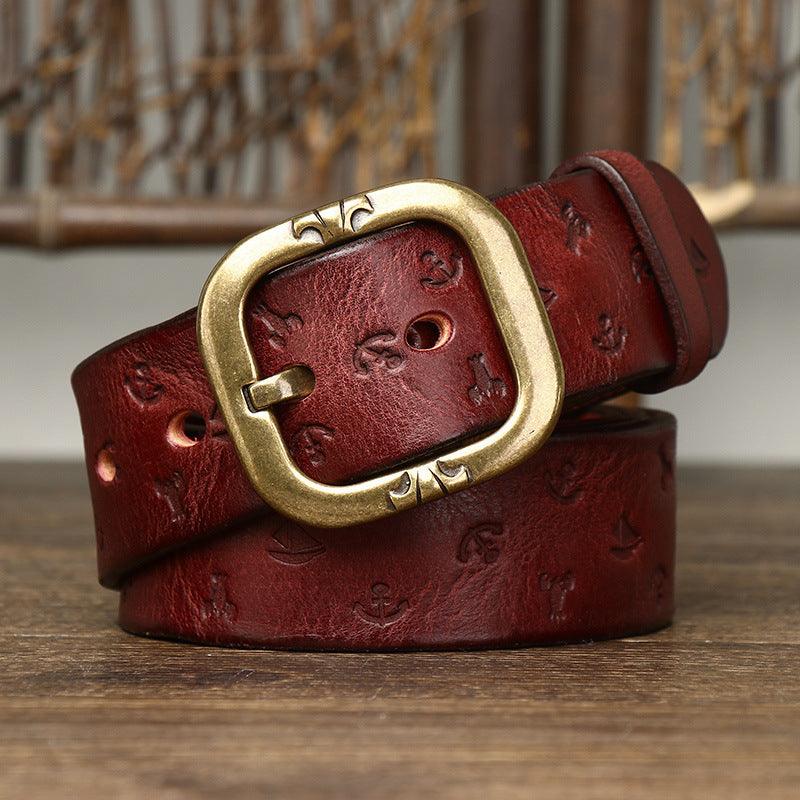 Belt in leather to motifs mKendrixns, men ou women, model Bowie - Zictor