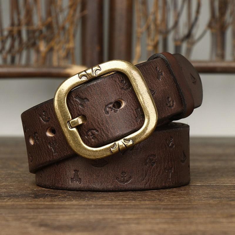 Belt in leather to motifs mKendrixns, men ou women, model Bowie - Zictor
