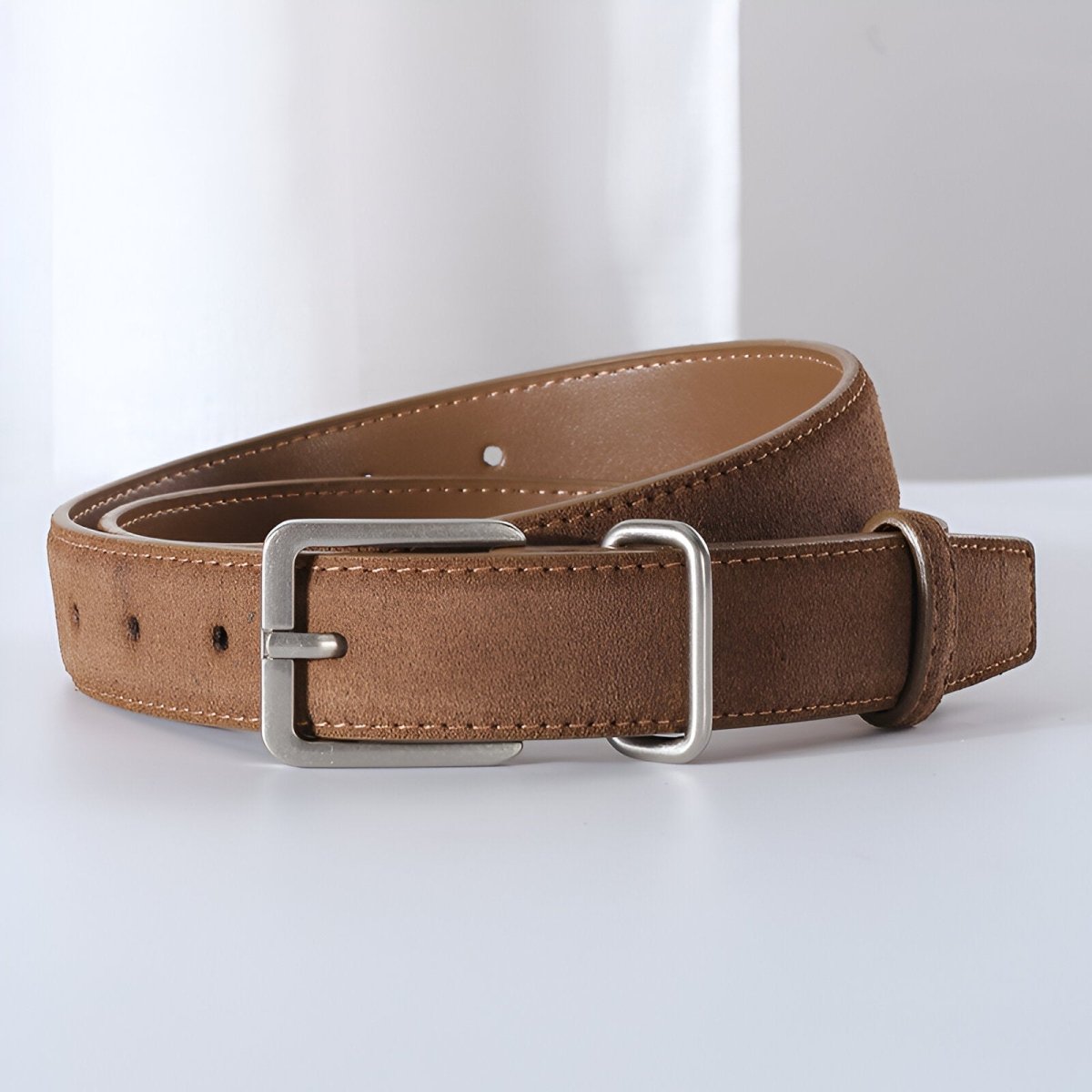 Belt in leather véritable suédé, au style populaire, mixte, model Nai - Zictor