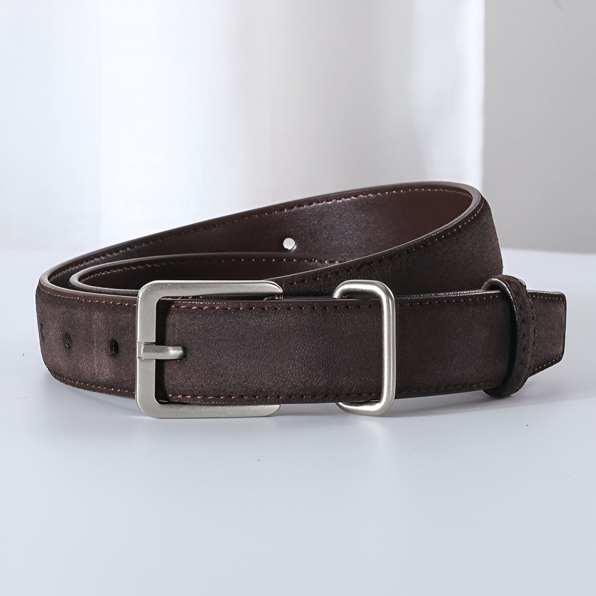 Belt in leather véritable suédé, au style populaire, mixte, model Nai - Zictor