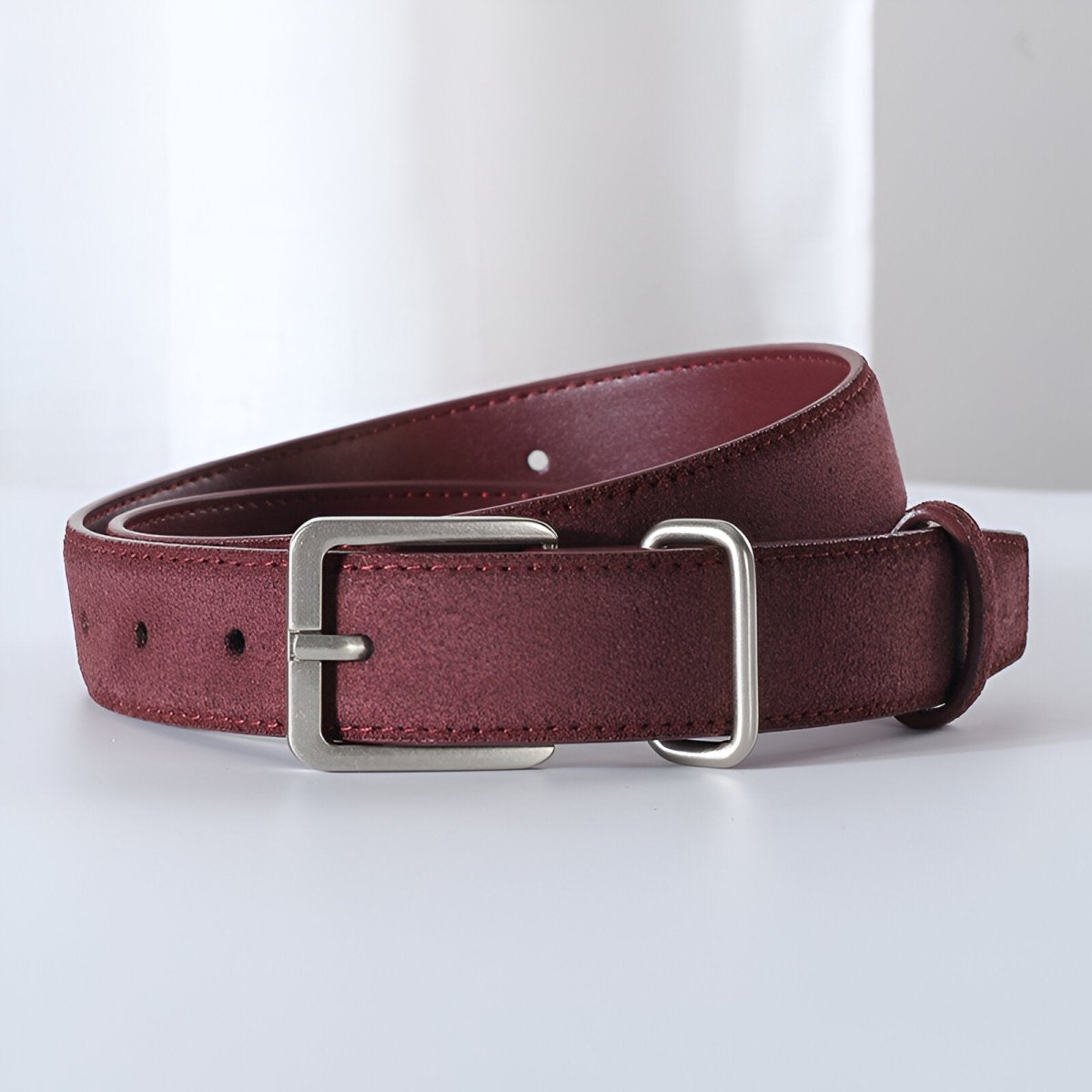 Belt in leather véritable suédé, au style populaire, mixte, model Nai - Zictor