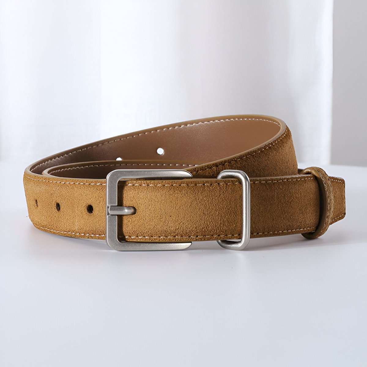 Belt in leather véritable suédé, au style populaire, mixte, model Nai - Zictor
