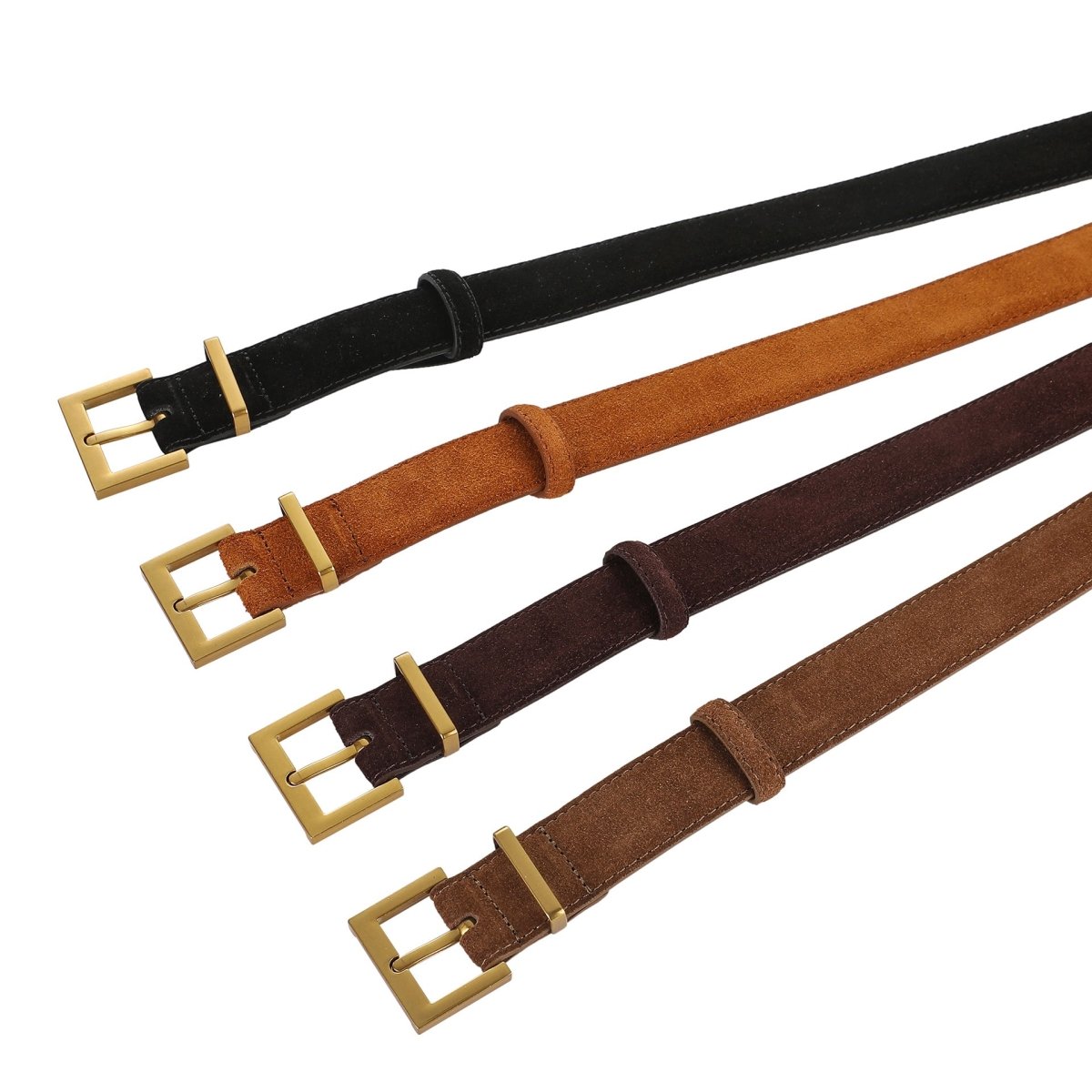 Belt Leather Veritable Suede TO Buckle Rectangulaire Golden Model Caseyo by Zictor