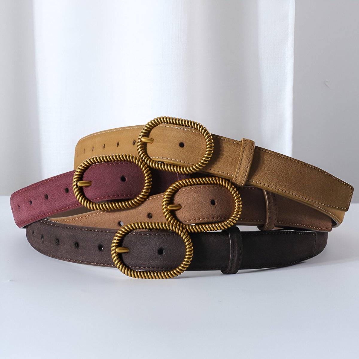 Belt Leather Pleine Fleur Suede TO Buckle Trendy Golden Model Emil by Zictor