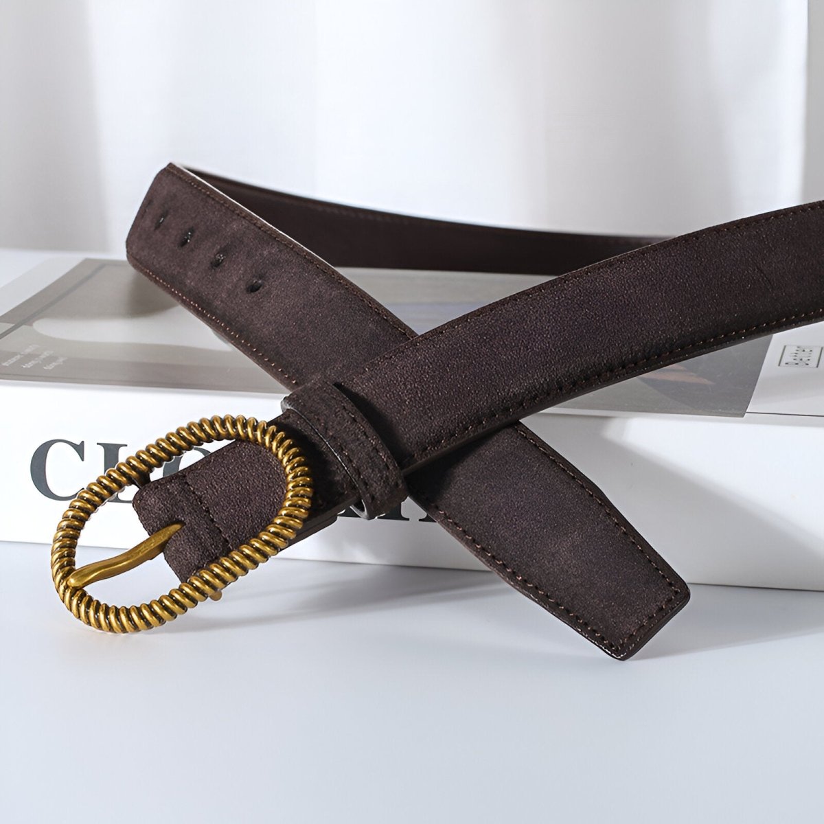 Belt Leather Pleine Fleur Suede TO Buckle Trendy Golden Model Emil by Zictor