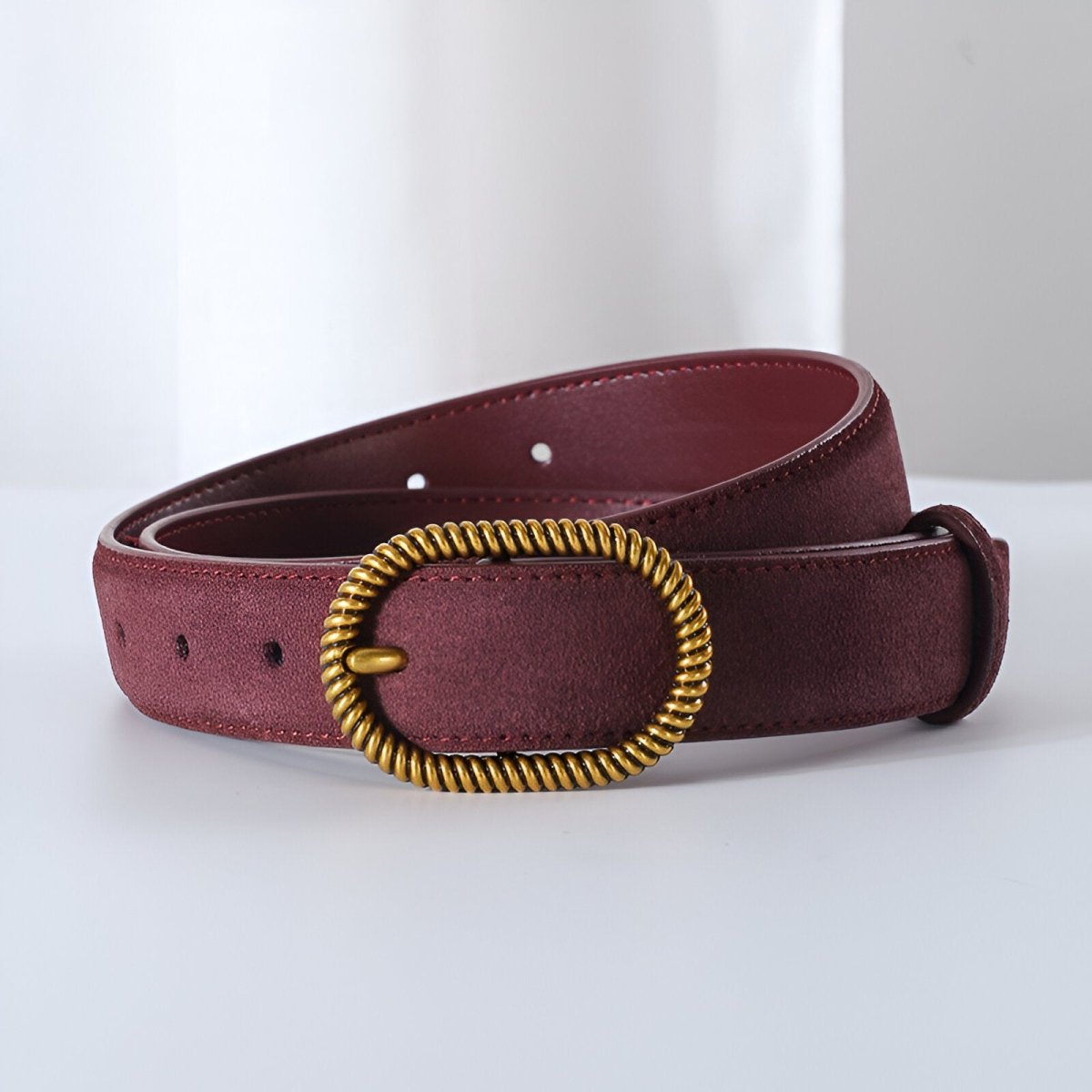 Belt in leather véritable suédé, to buckle trendy golden, model Célia - Zictor