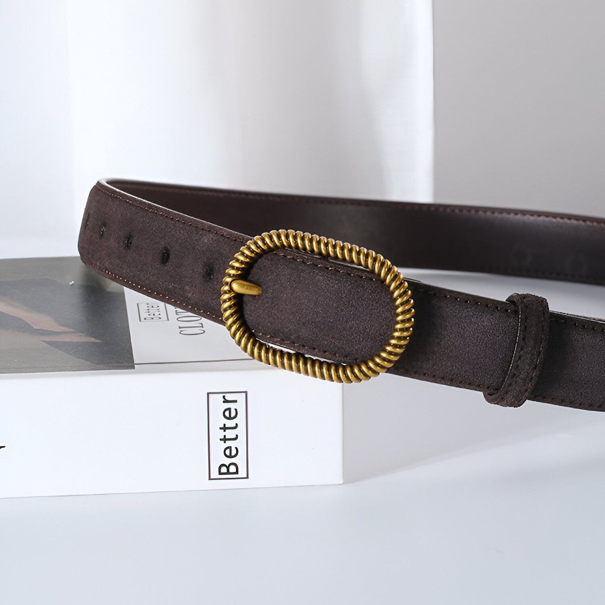 Belt Leather Pleine Fleur Suede TO Buckle Trendy Golden Model Emil by Zictor