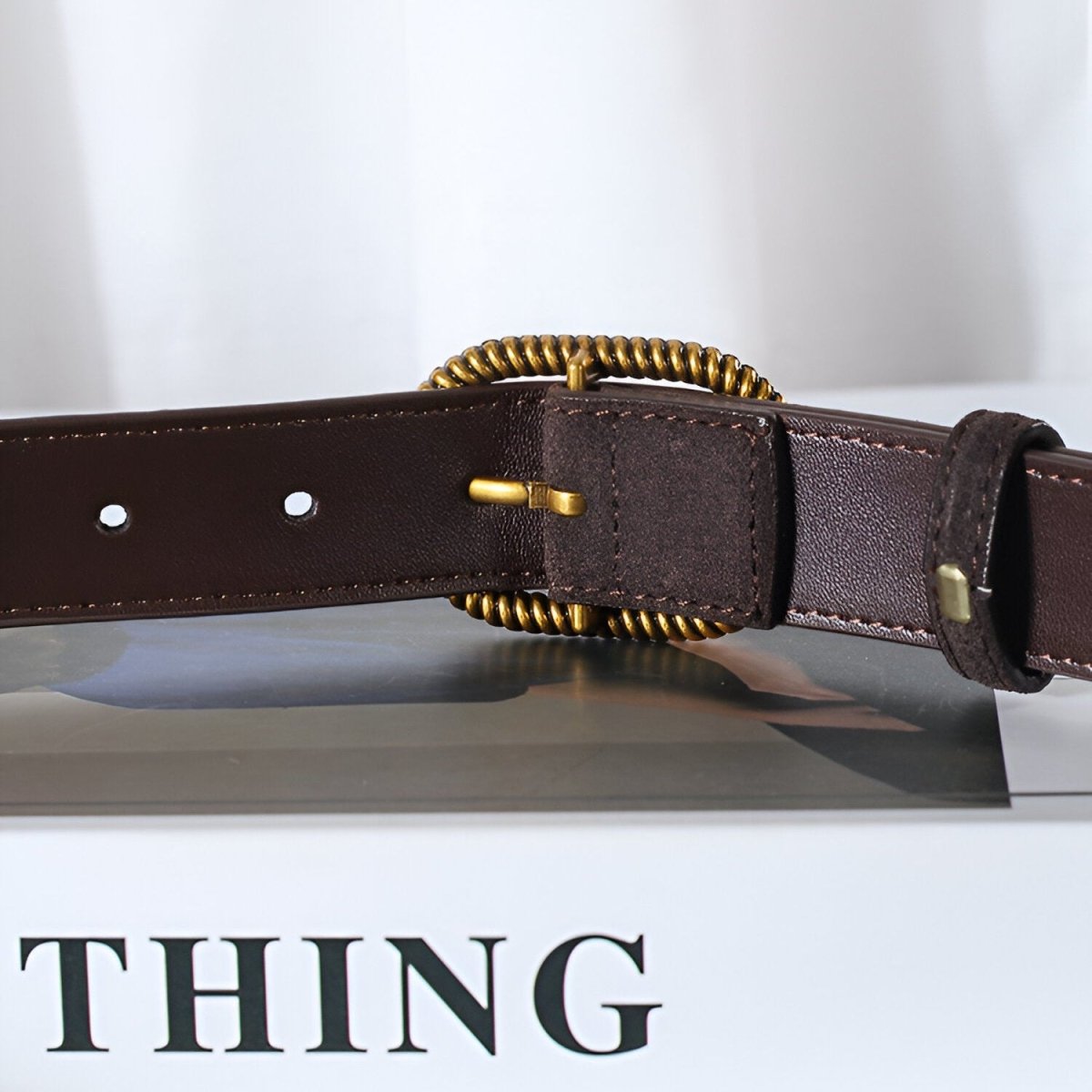 Belt Leather Pleine Fleur Suede TO Buckle Trendy Golden Model Emil by Zictor