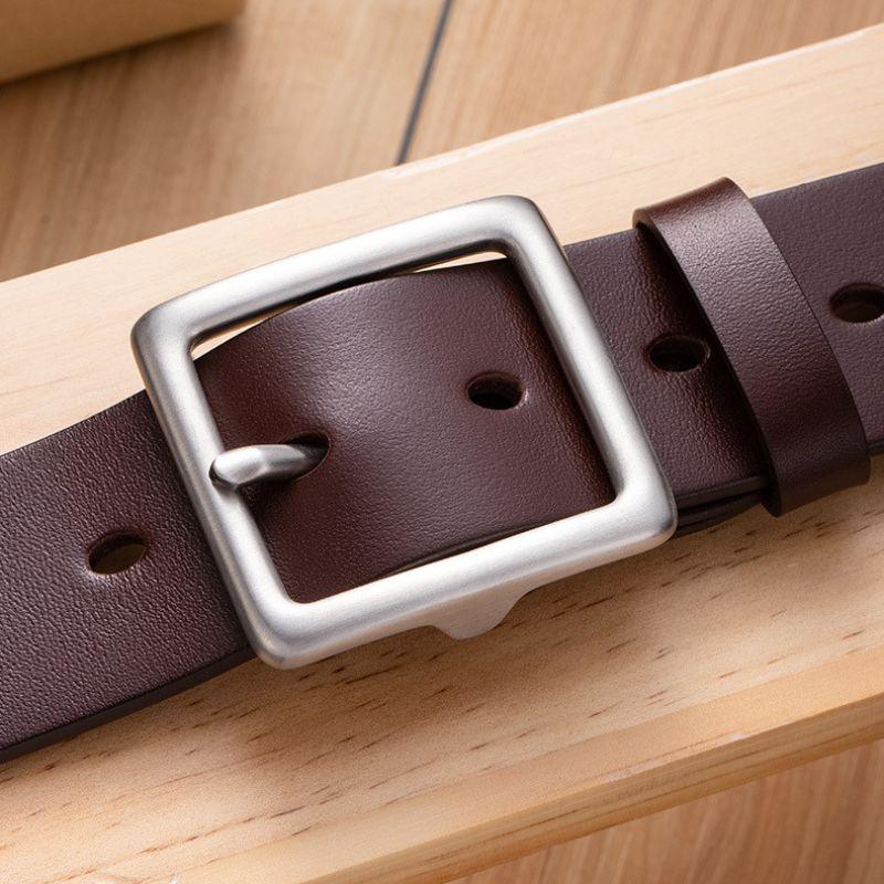 Belt Leather Buckle Carree For Men Model Onyeka by Zictor