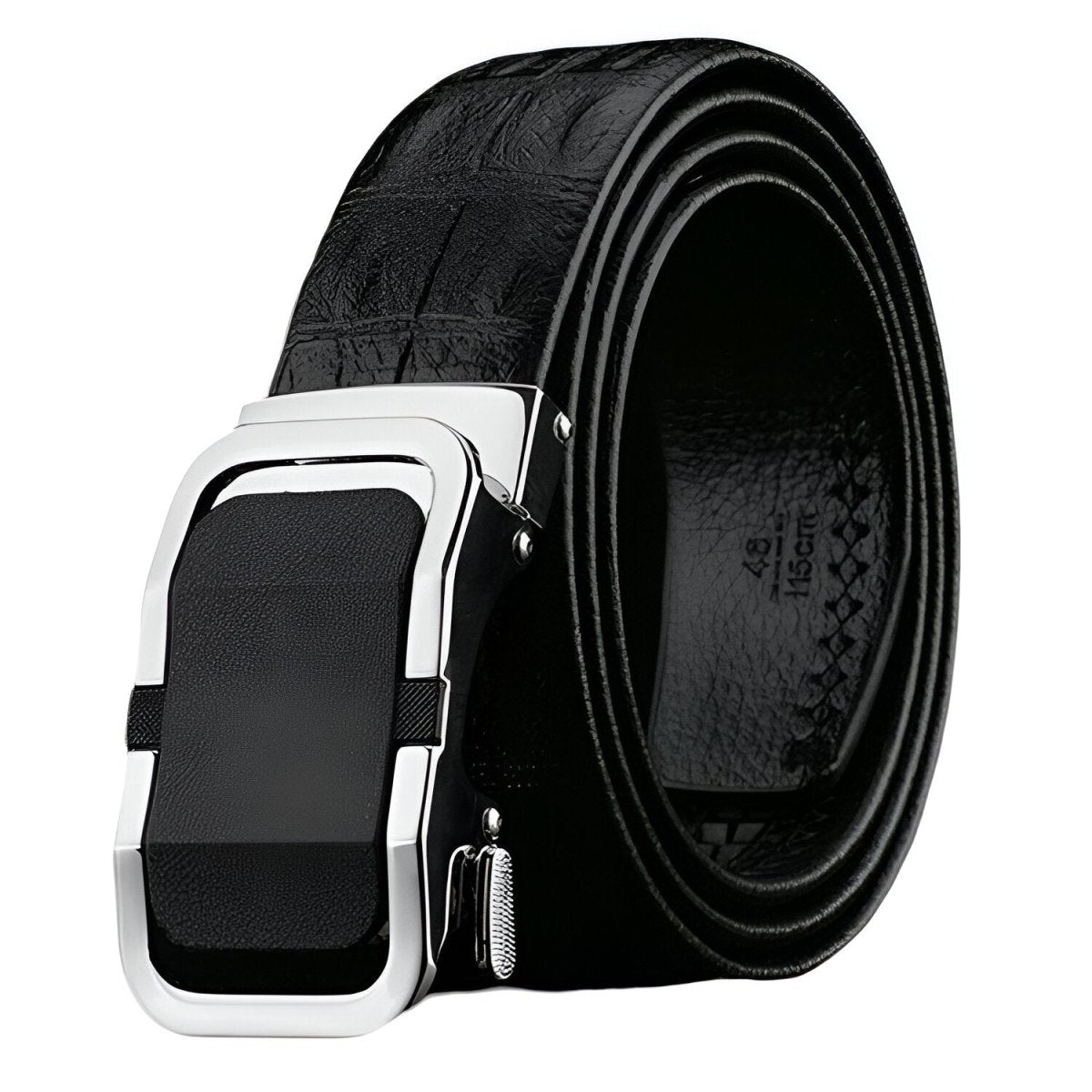 Belt leather aspect crocMadisyn, buckle auBerkeRayyanyatique, for men, model Lesli - Zictor