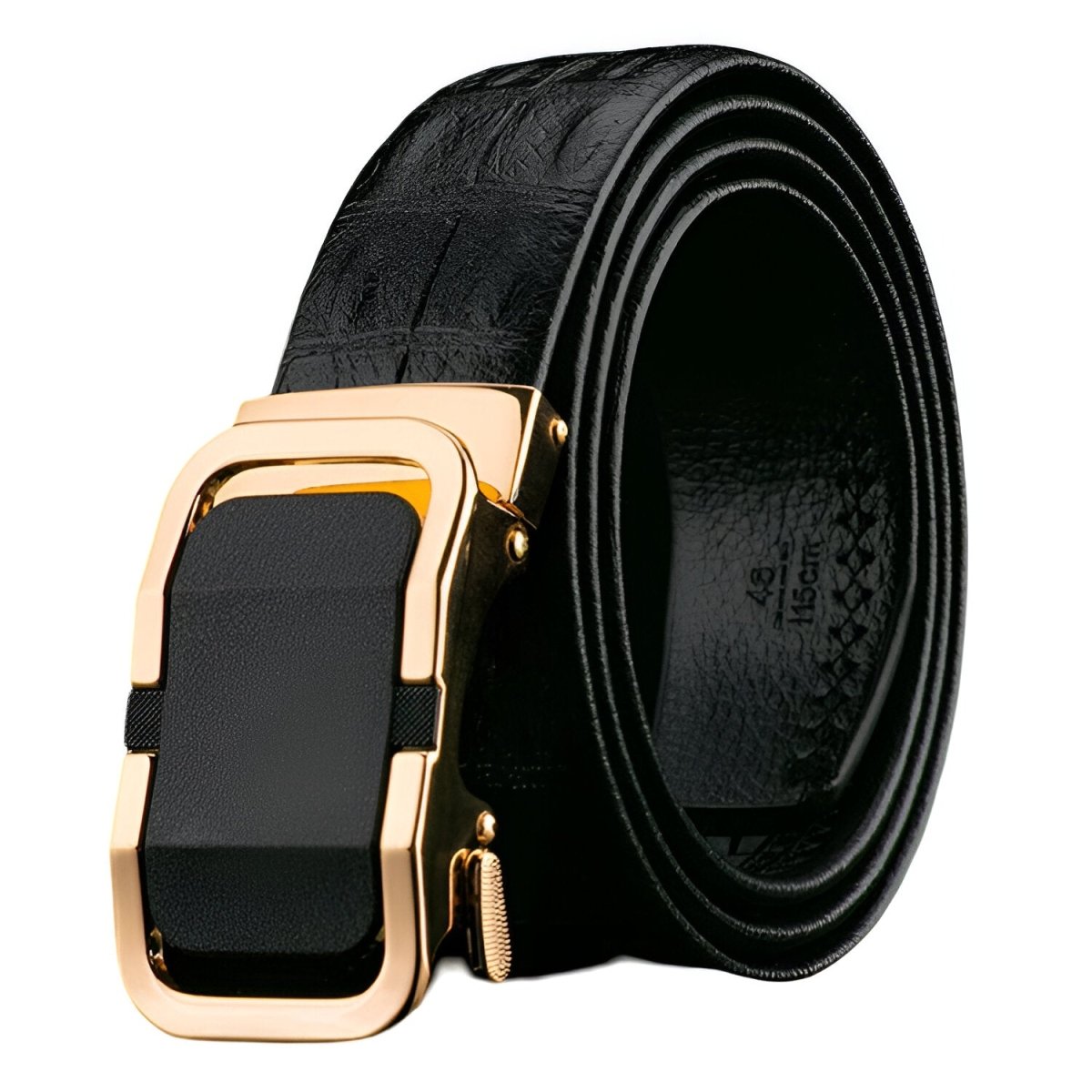 Belt leather aspect crocMadisyn, buckle auBerkeRayyanyatique, for men, model Lesli - Zictor