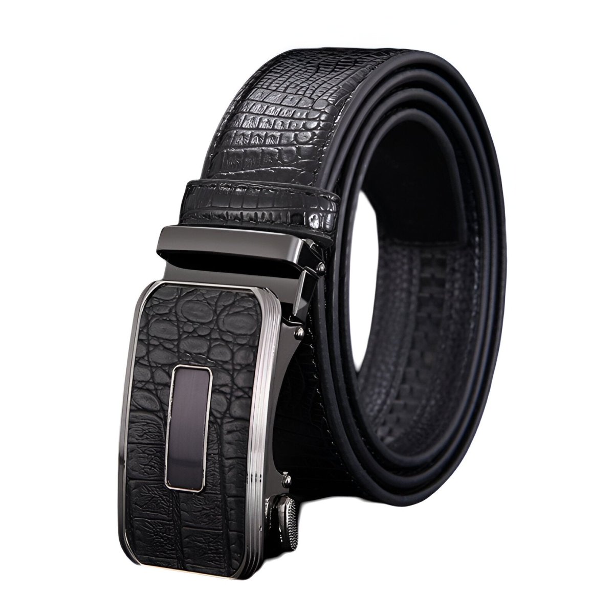 Belt leather aspect crocMadisyn, buckle crocMadisyn, for men, model Charley - Zictor