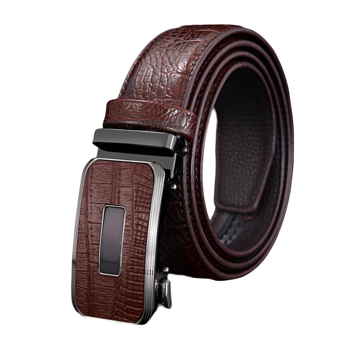 Belt leather aspect crocMadisyn, buckle crocMadisyn, for men, model Charley - Zictor