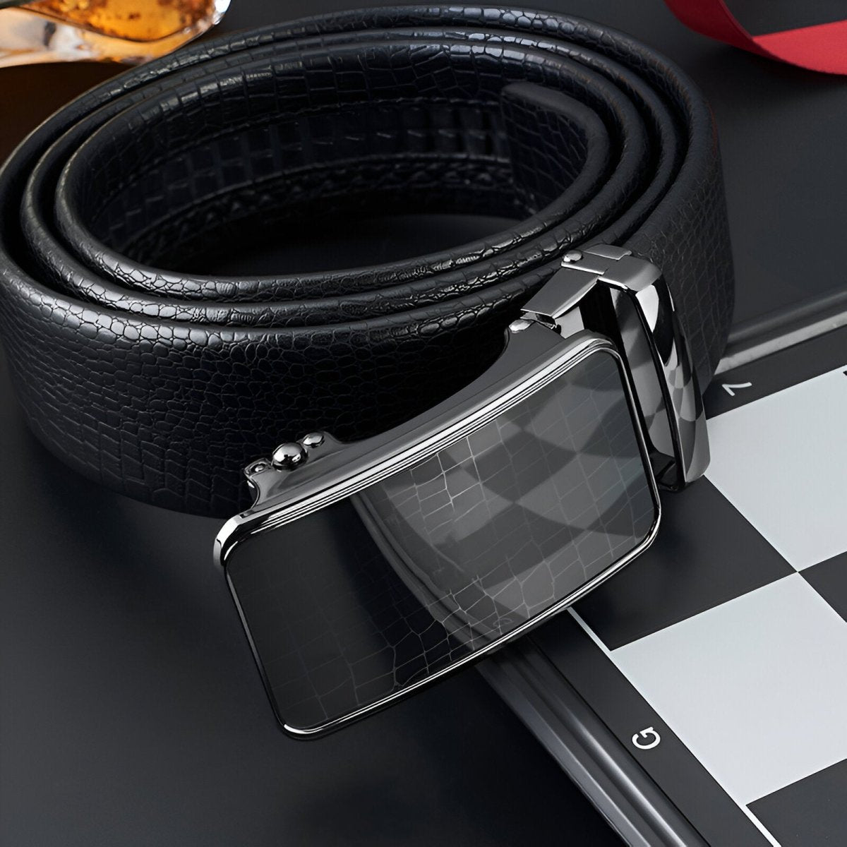 Belt Aspect Crocodile Buckle Lisse For Men Model Talon by Zictor