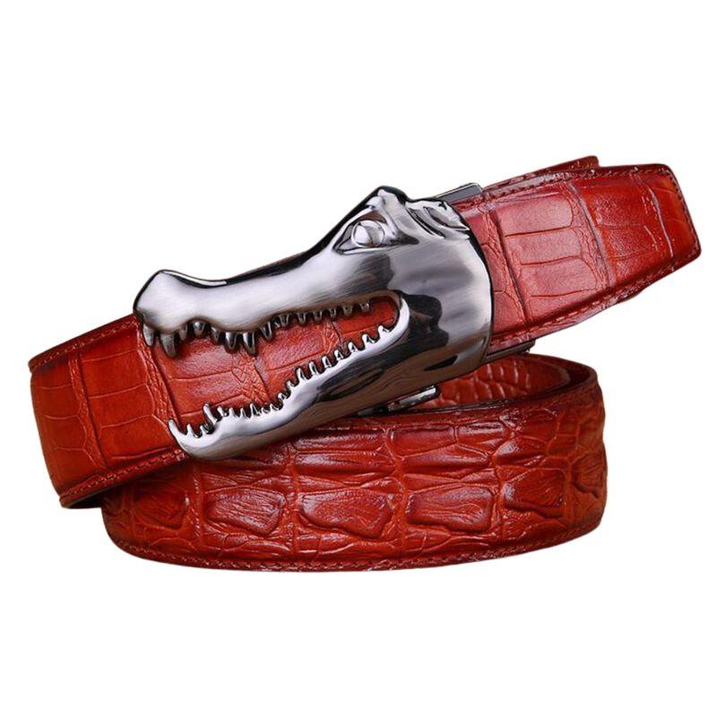 Belt leather buckle crocMadisyn for men, model Indigo - Zictor