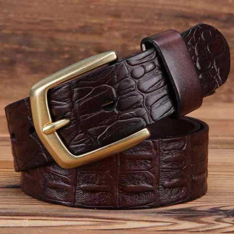 Belt leather effet crocMadisyn buckle golden for men, model Spruce - Zictor
