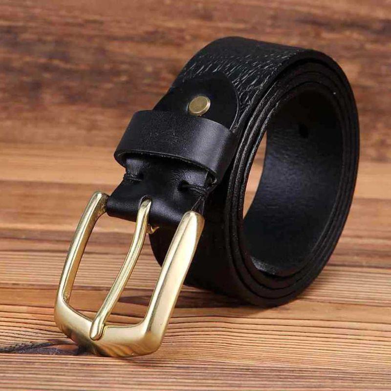 Belt Effet Crocodile Buckle Golden For Men Model Spruce by Zictor