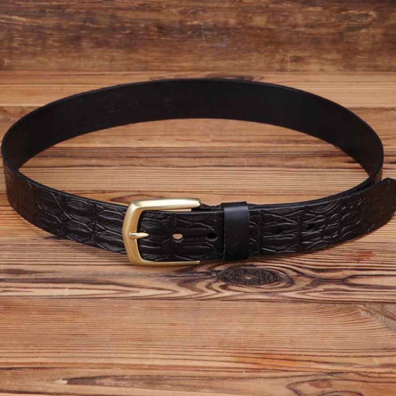 Belt Effet Crocodile Buckle Golden For Men Model Spruce by Zictor