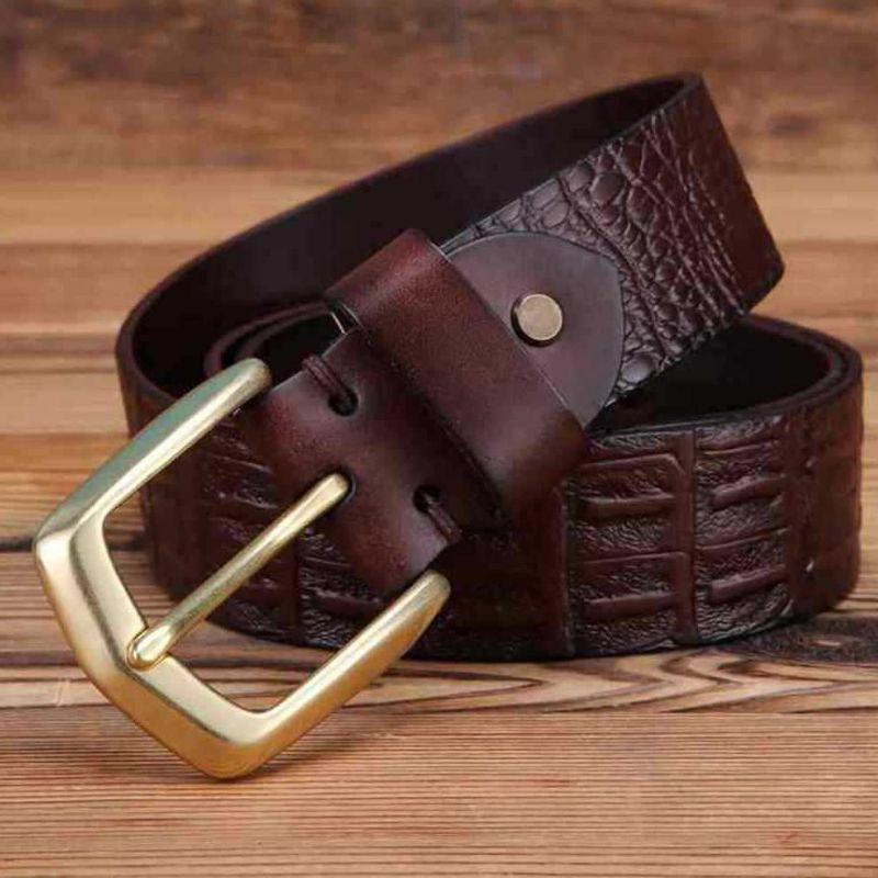 Belt Effet Crocodile Buckle Golden For Men Model Spruce by Zictor