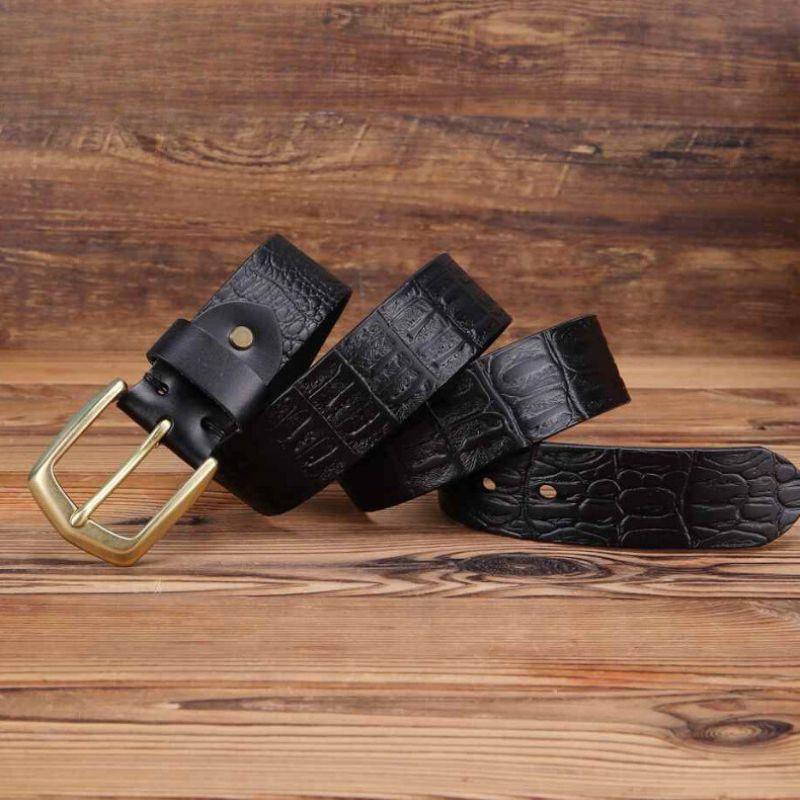 Belt Effet Crocodile Buckle Golden For Men Model Spruce by Zictor