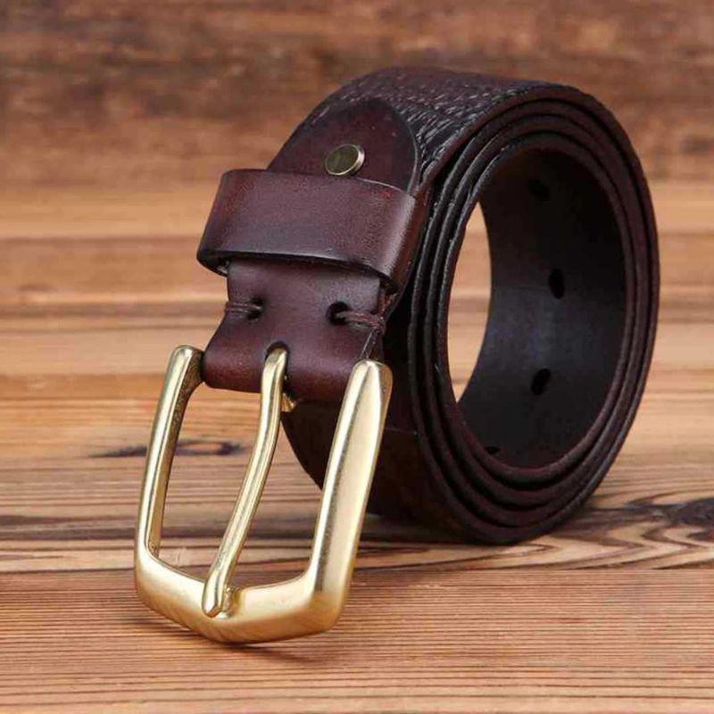 Belt Effet Crocodile Buckle Golden For Men Model Spruce by Zictor