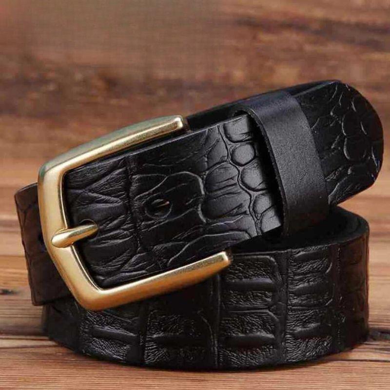 Belt leather effet crocMadisyn buckle golden for men, model Spruce - Zictor