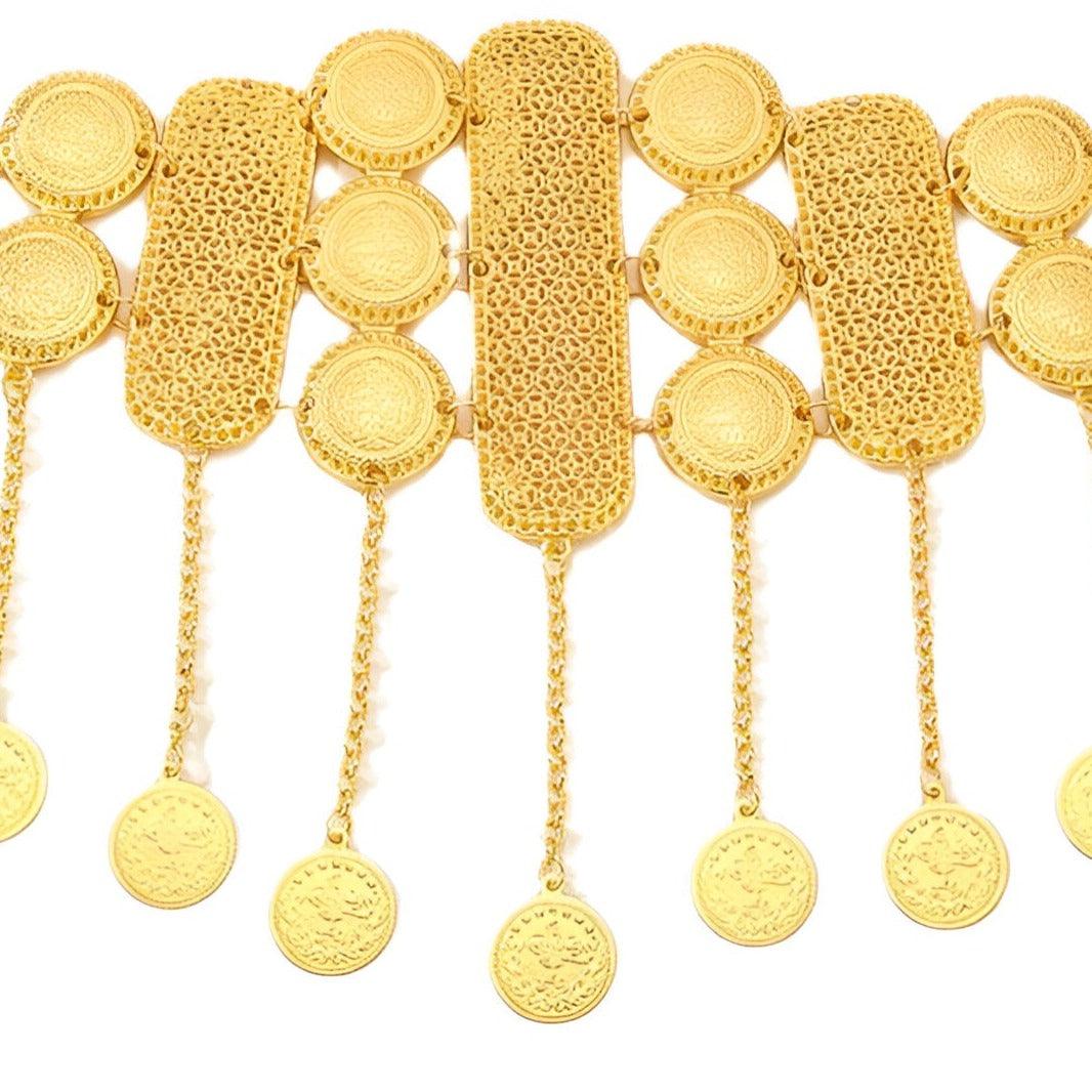 Belt Alternant Medaillons And Plaquettes Golden With Pendentifs Model Taj by Zictor