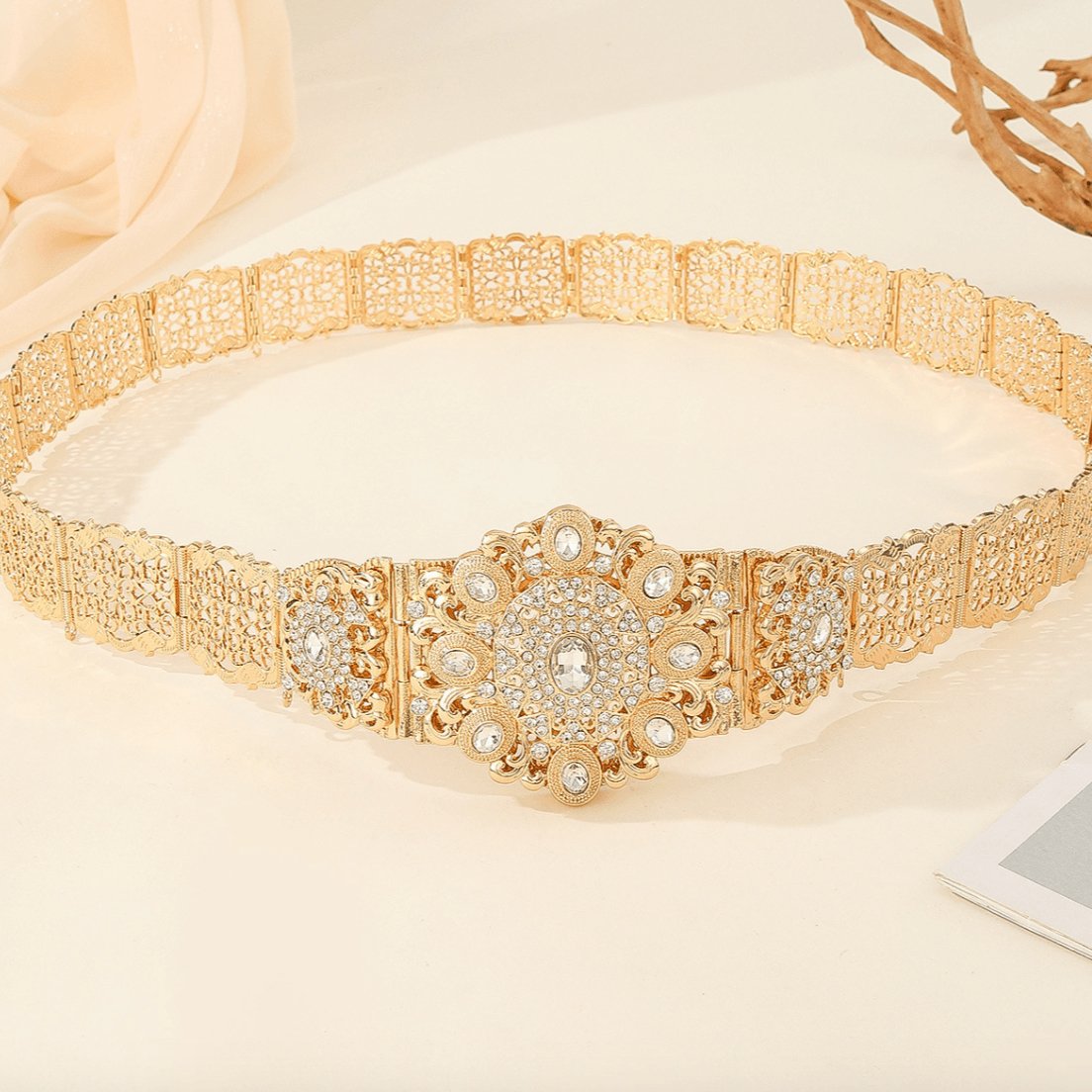 Belt Golden Incrustee Of Strass Model Ariely by Zictor
