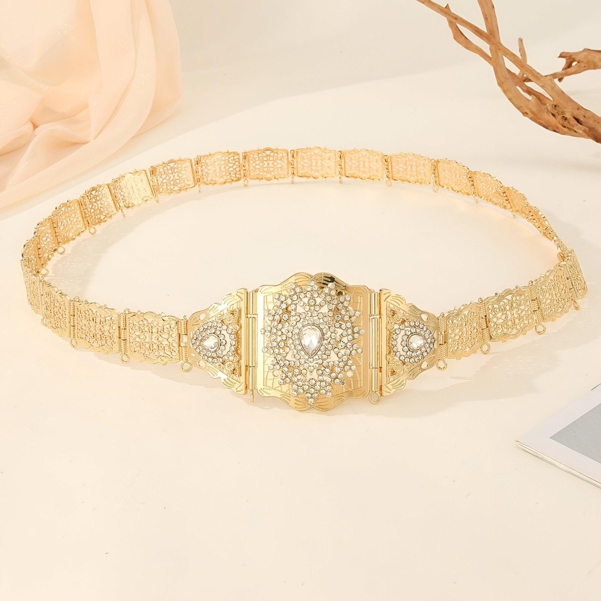 Belt Golden TO Strass With Motifs Diamants Model Mio by Zictor