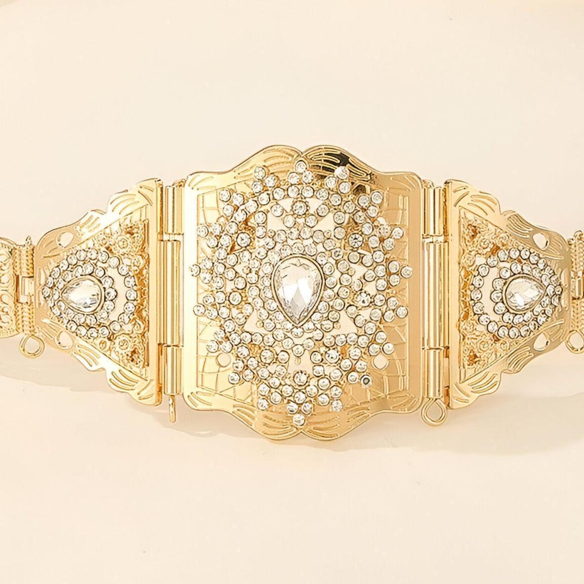 Belt Golden TO Strass With Motifs Diamants Model Mio by Zictor