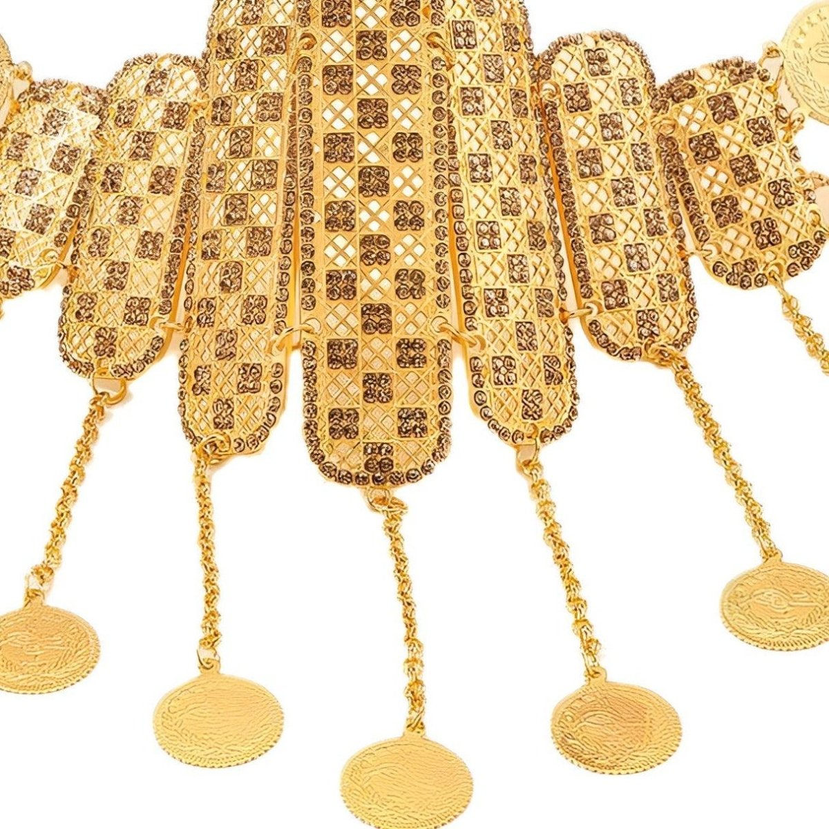 Belt Golden With Motifs Carreaux And Medaillons Model Anik by Zictor