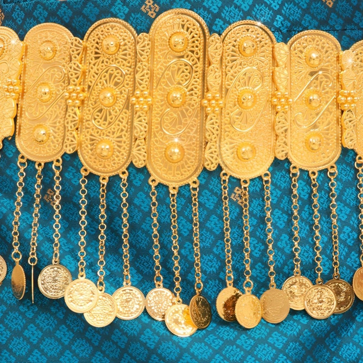 Belt Golden With Motifs In Reliefs And Medaillons Model Nicky by Zictor