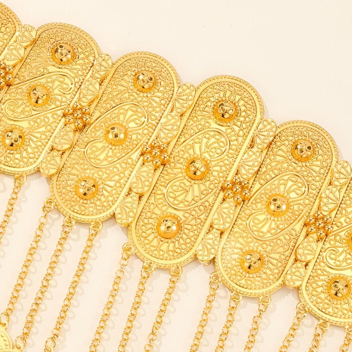 Belt Golden With Motifs In Reliefs And Medaillons Model Nicky by Zictor