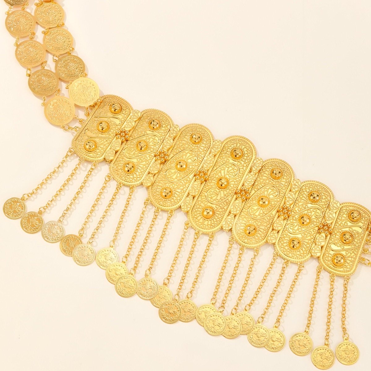 Belt Golden With Motifs In Reliefs And Medaillons Model Nicky by Zictor