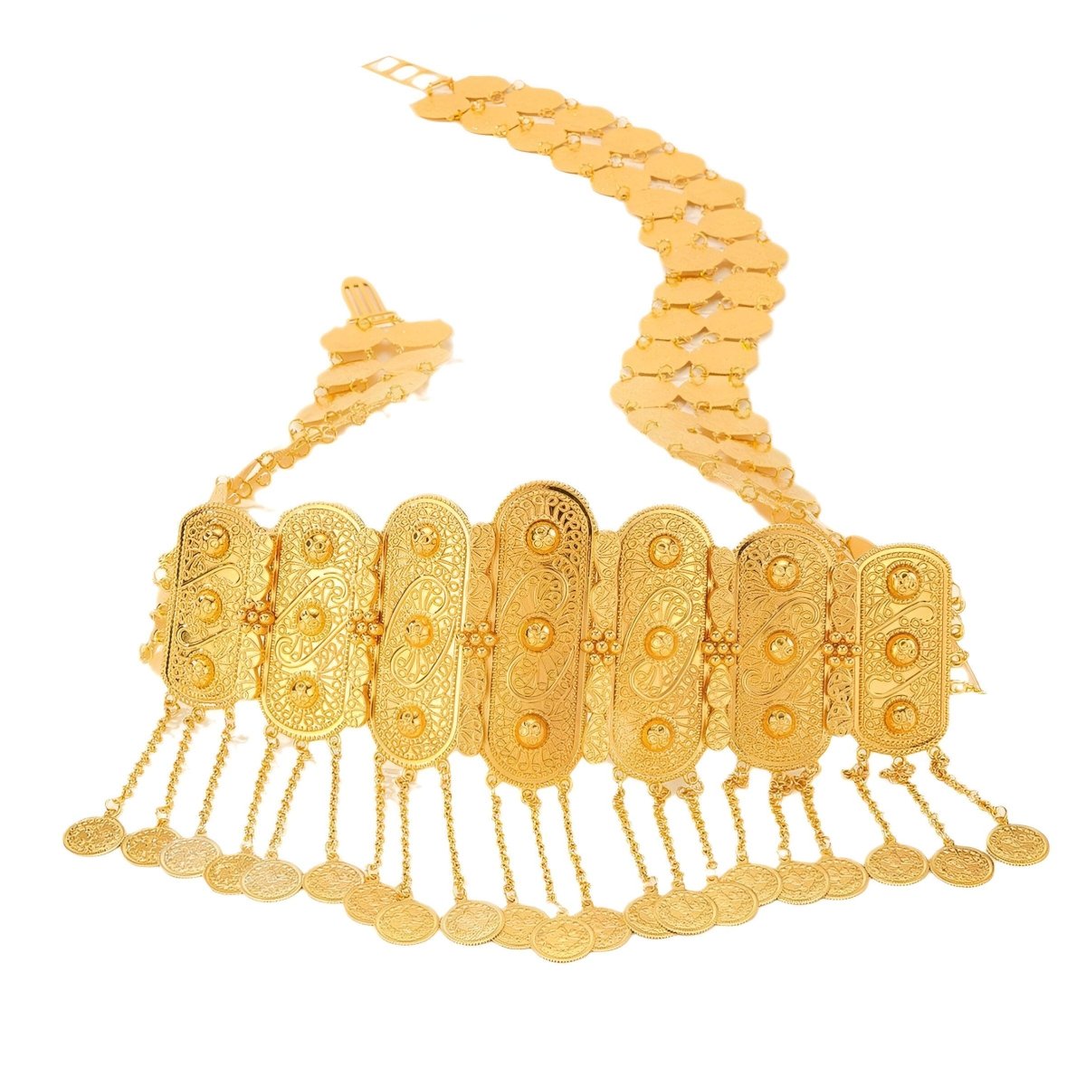 Belt Golden With Motifs In Reliefs And Medaillons Model Nicky by Zictor