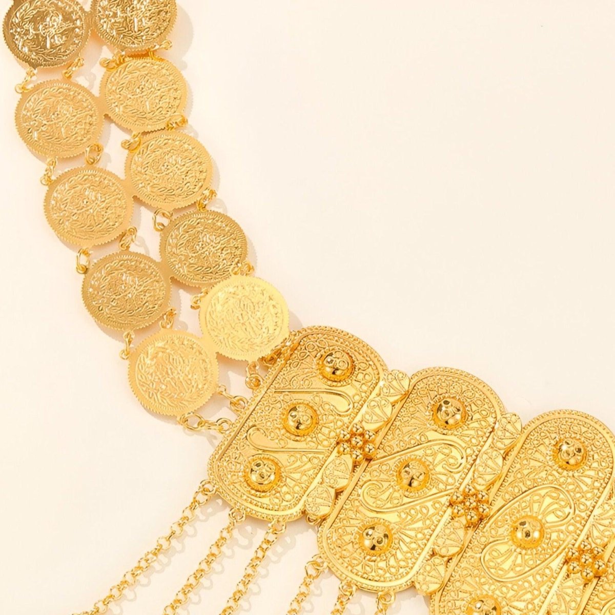 Belt Golden With Motifs In Reliefs And Medaillons Model Nicky by Zictor