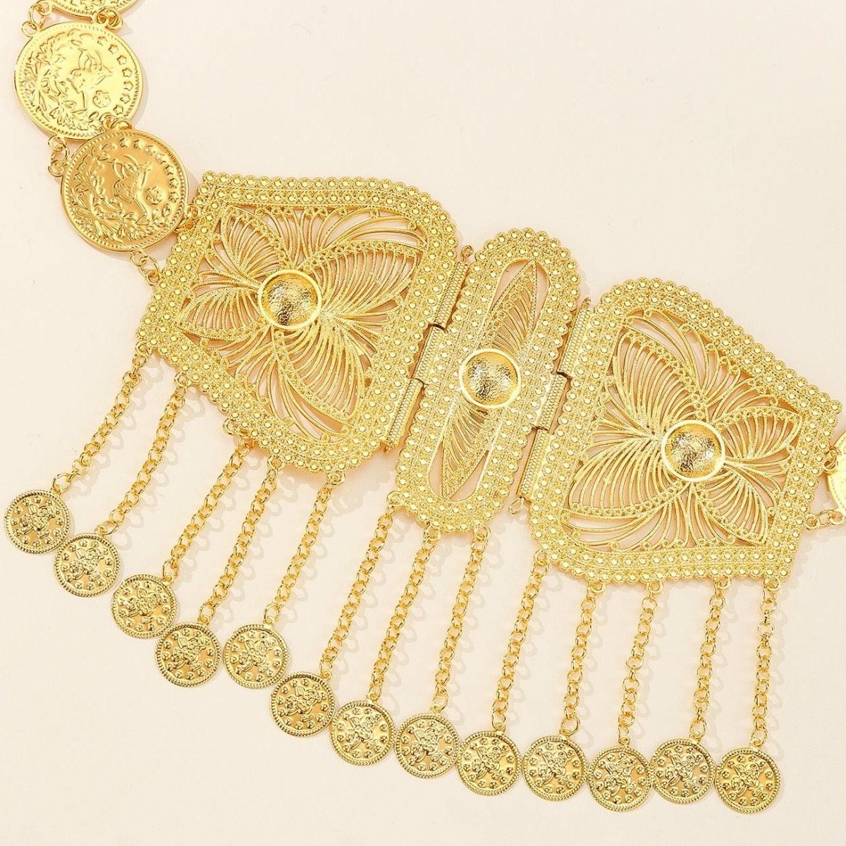 Belt Golden With Pendentifs And Representation Of Pieces Of Monnaie Model Jayme by Zictor