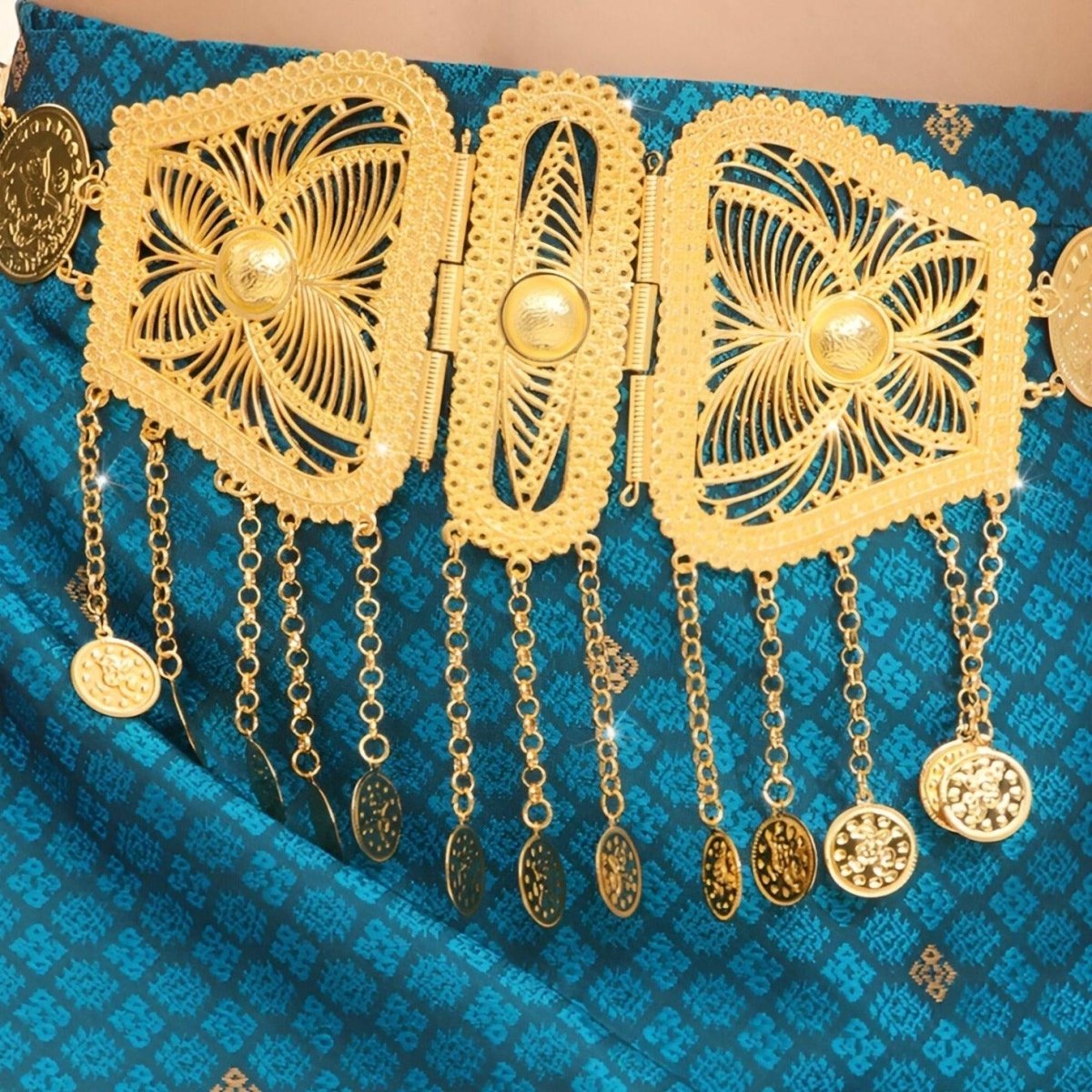 Belt Golden With Pendentifs And Representation Of Pieces Of Monnaie Model Jayme by Zictor