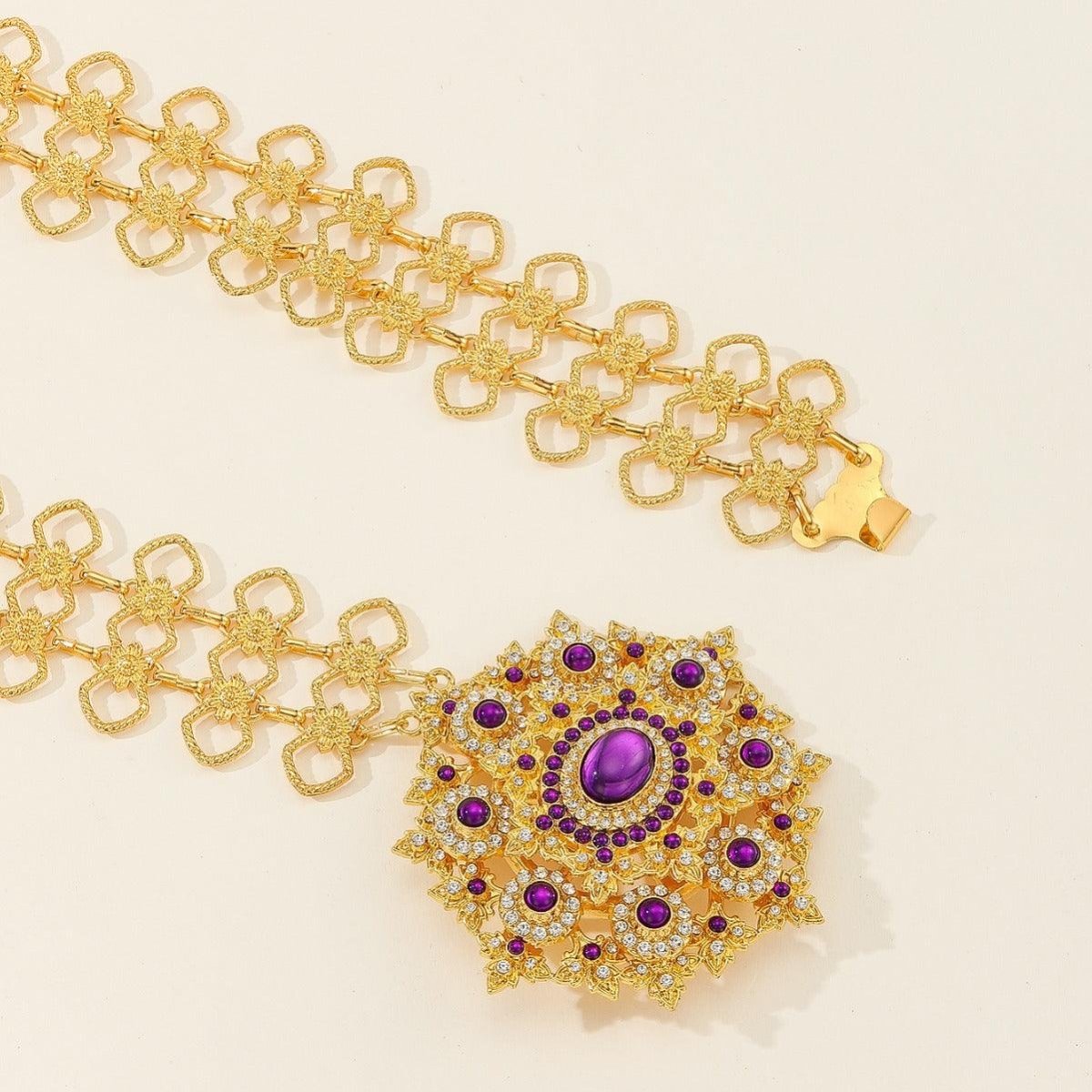 Belt Purple And Golden Longue With Strass Model Averie by Zictor