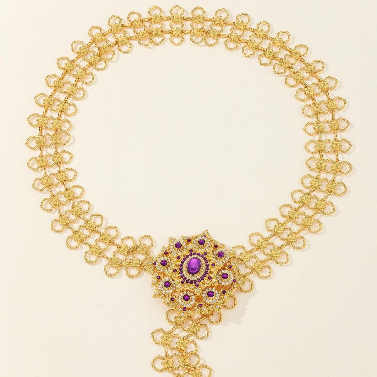 Belt Purple And Golden Longue With Strass Model Averie by Zictor