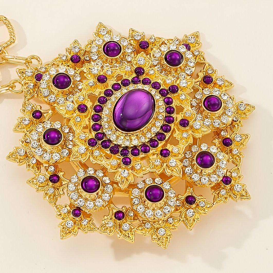 Belt Purple And Golden Longue With Strass Model Averie by Zictor