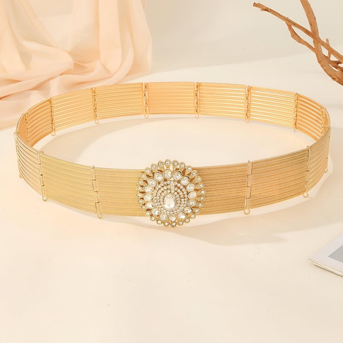 Belt With Buckle Prong TO Motifs Diamants Model Taytum by Zictor