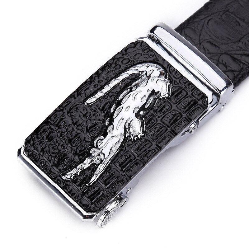 Crocodile Pattern Genuine Leather Automatic Belt For Men Simulation Crocodile Strap Alligator Head Cori by Zictor