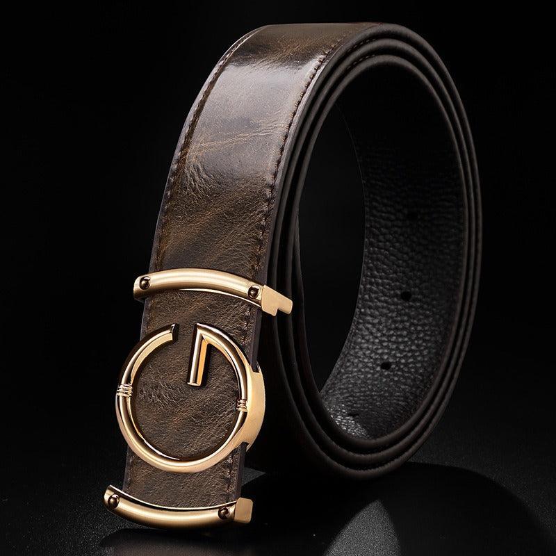 Belt of costume in leather for men, model Averyi - Zictor