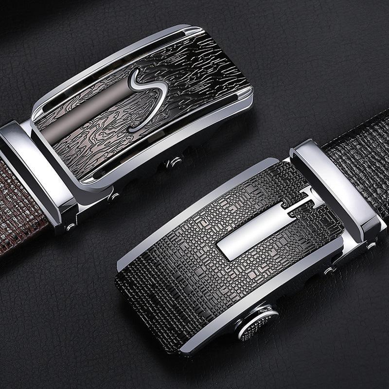 Belt Mens Leather Belt All Match Pure Cowhide Leather Pants Without Interlayer Automatic Buckle Elephant Leather Belt Spot Delivery 1 Sky by Zictor