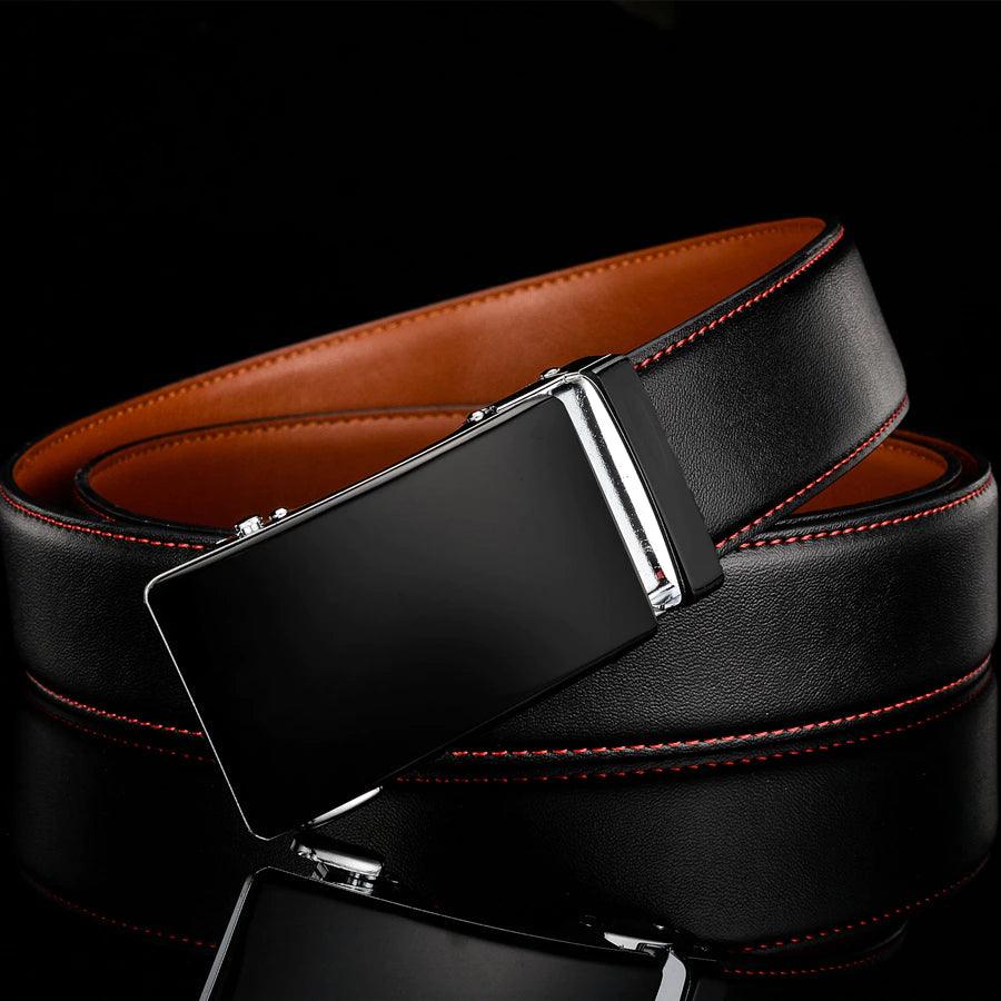 Plyesxale Genuine Leather Belt Men High Quality Ratchet Dress Belt With Automatic Buckle Blue Red Light Brown Mens Belts B36 Taylory by Zictor