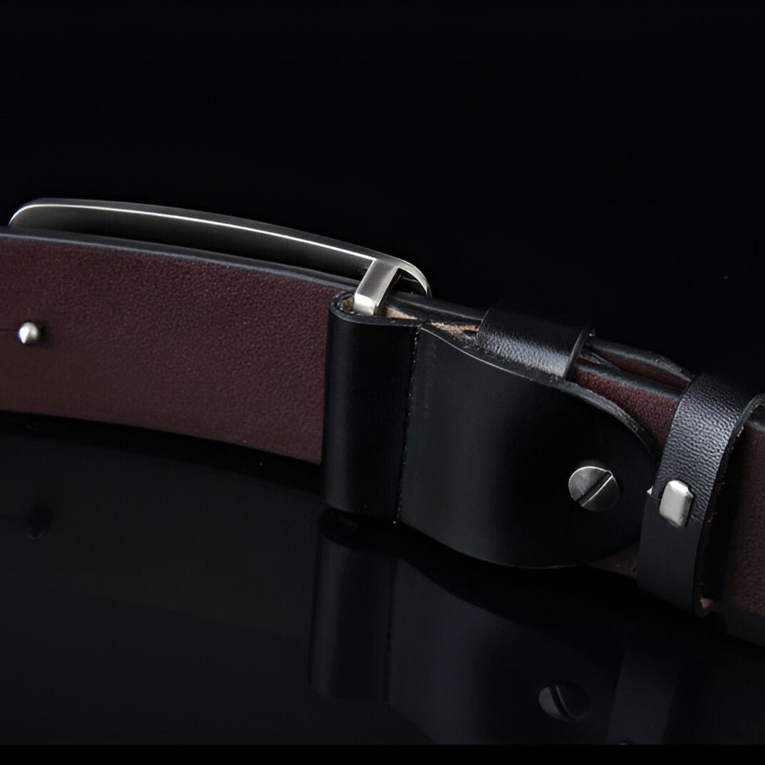 Belt Costume In Leather Pleine Fleur Buckle Automatic For Men Model Oak by Zictor