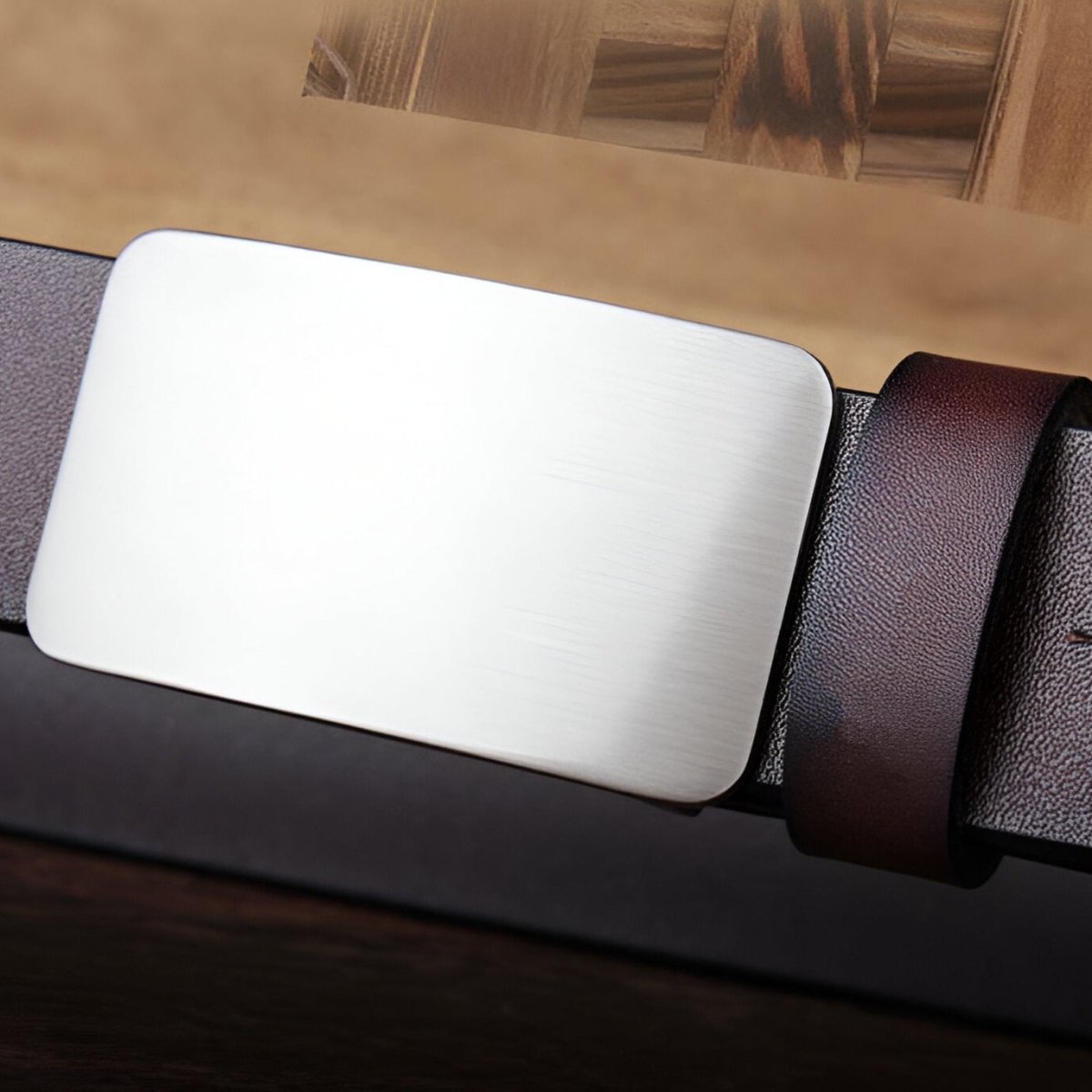 Belt Costume In Leather Pleine Fleur Buckle Automatic For Men Model Oak by Zictor