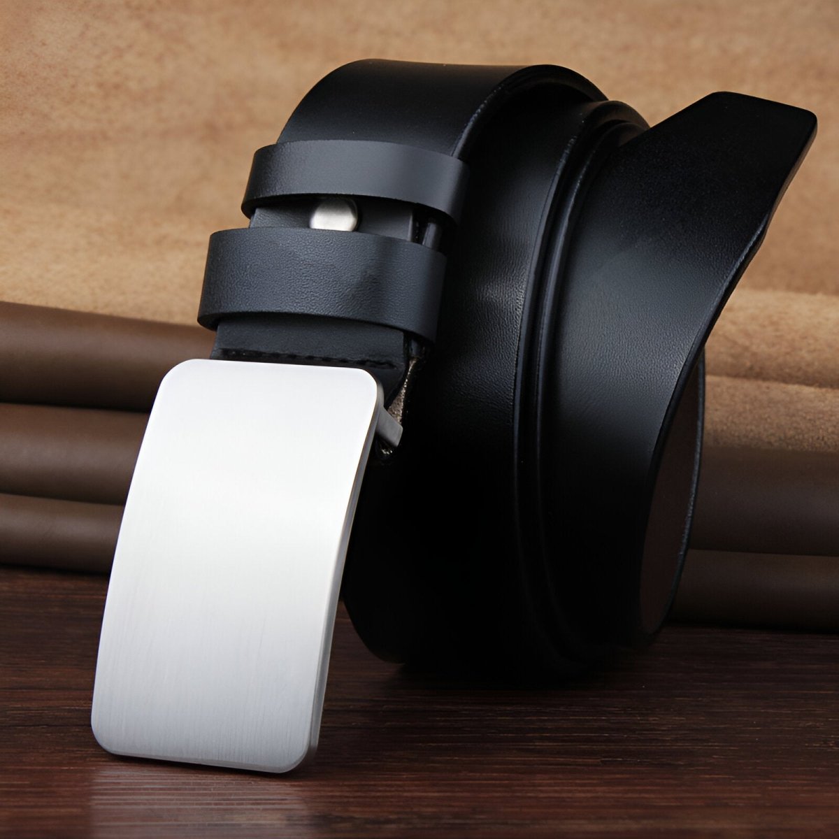 Belt Costume In Leather Pleine Fleur Buckle Automatic For Men Model Oak by Zictor